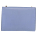 Salvatore Ferragamo Vala Chain Shoulder Bag Leather Blue Gold Auth 164943-2