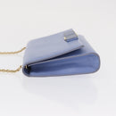 Salvatore Ferragamo Vala Chain Shoulder Bag Leather Blue Gold Auth 164943-4