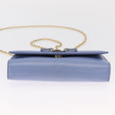Salvatore Ferragamo Vala Chain Shoulder Bag Leather Blue Gold Auth 164943-5