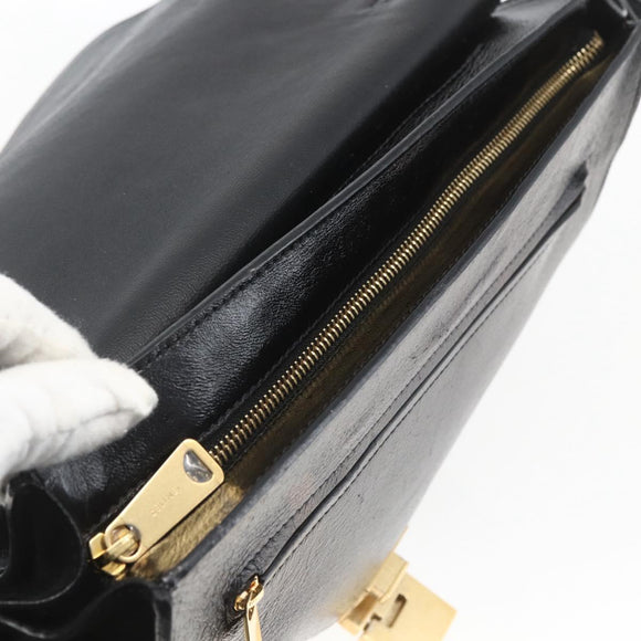 CELINE Trapeze Handtas Leer Suède Zwart Goud Authentiek 164944