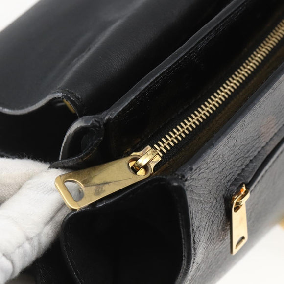 CELINE Trapeze Handtas Leer Suède Zwart Goud Authentiek 164944