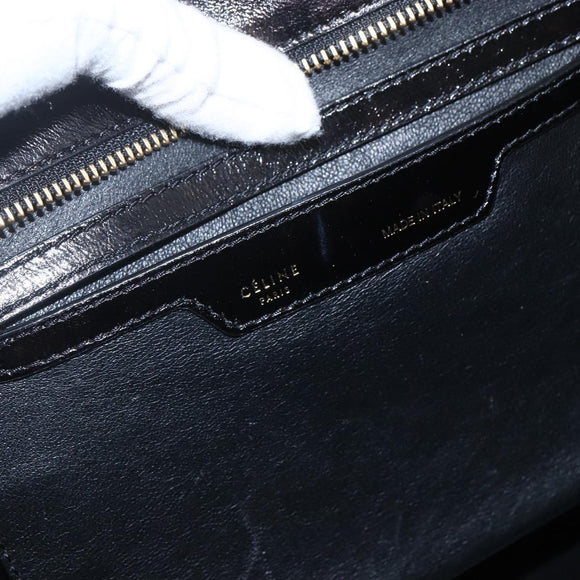 CELINE Trapeze Handtas Leer Suède Zwart Goud Authentiek 164944