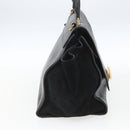 CELINE Trapeze Hand Bag Leather Suede Black Gold Auth 164944-3