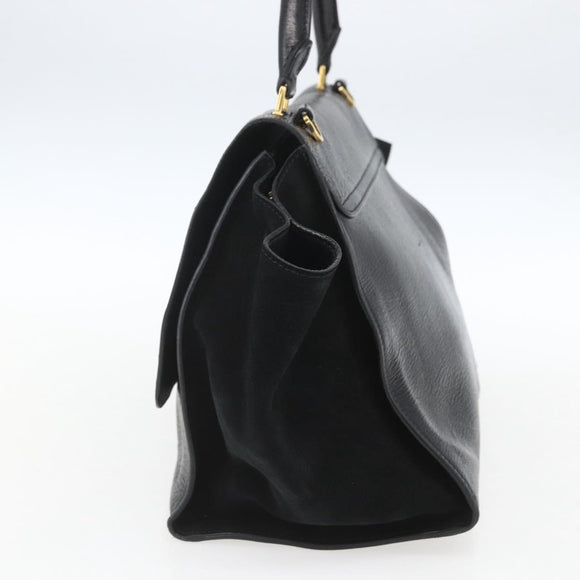 CELINE Trapeze Handtas Leer Suède Zwart Goud Authentiek 164944