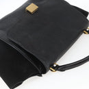 CELINE Trapeze Handtas Leer Suède Zwart Goud Authentiek 164944-6