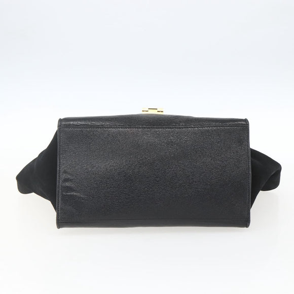 CELINE Trapeze Handtas Leer Suède Zwart Goud Authentiek 164944