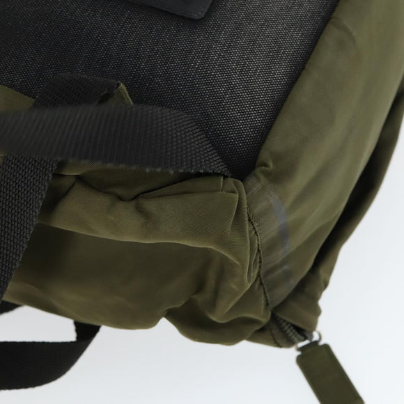 PRADA Backpack Nylon Khaki Silver Auth 164947