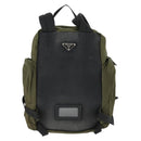 PRADA Backpack Nylon Khaki Silver Auth 164947-2