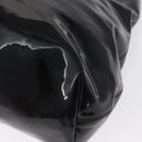 CELINE Circle Hand Bag Patent leather Black Silver Auth 164952-14