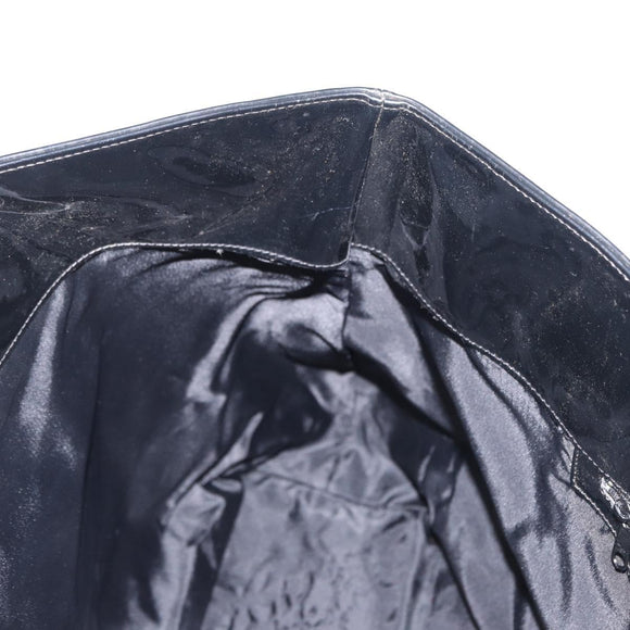 CELINE Circle Hand Bag Patent leather Black Silver Auth 164952