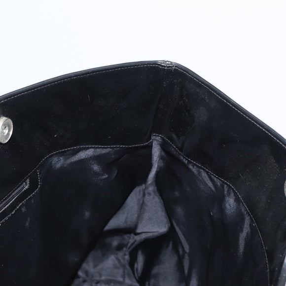 CELINE Circle Hand Bag Patent leather Black Silver Auth 164952