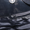 CELINE Circle Hand Bag Patent leather Black Silver Auth 164952-20