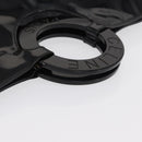 CELINE Circle Hand Bag Patent leather Black Silver Auth 164952-7