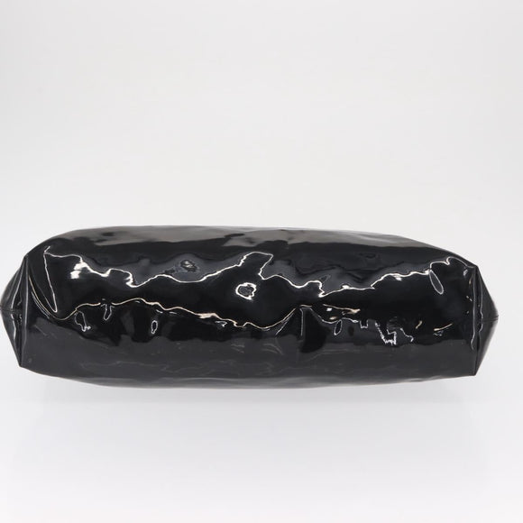 CELINE Circle Hand Bag Patent leather Black Silver Auth 164952