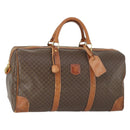 CELINE Macadam Canvas Boston Bag PVC Leather Brown Gold Auth 164958-1