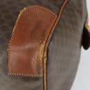CELINE Macadam Canvas Boston Bag PVC Leather Brown Gold Auth 164958-12