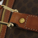 CELINE Macadam Canvas Boston Bag PVC Leather Brown Gold Auth 164958-14