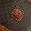 CELINE Macadam Canvas Boston Bag PVC Leather Brown Gold Auth 164958-15