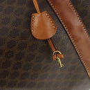 CELINE Macadam Canvas Boston Bag PVC Leather Brown Gold Auth 164958-17