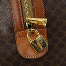 CELINE Macadam Canvas Boston Bag PVC Leather Brown Gold Auth 164958-18