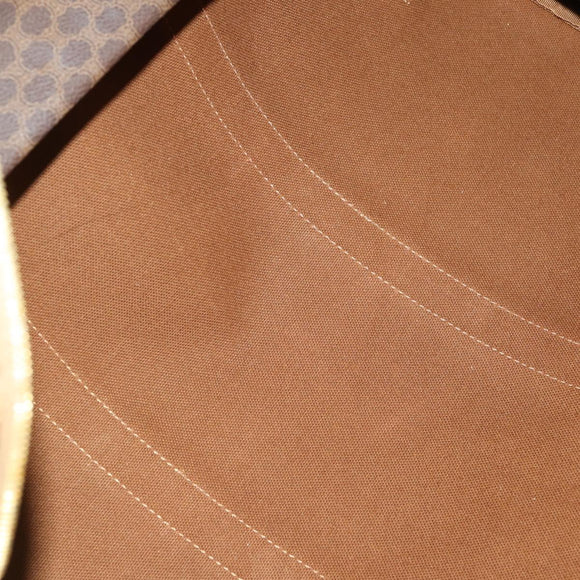 CELINE Macadam Canvas Boston Bag PVC Leather Brown Gold Auth 164958