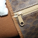 CELINE Macadam Canvas Boston Bag PVC Leather Brown Gold Auth 164958-22