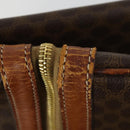 CELINE Macadam Canvas Boston Bag PVC Leather Brown Gold Auth 164958-24
