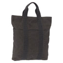 HERMES Her Line Kabas Tote Bag Canvas Gray Silver Auth 164959-1