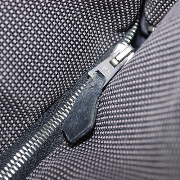 HERMES Her Line Kabas Tote Bag Canvas Gray Silver Auth 164959