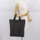 HERMES Her Line Kabas Tote Bag Canvas Gray Silver Auth 164959-21
