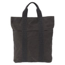 HERMES Her Line Kabas Tote Bag Canvas Gray Silver Auth 164959-13