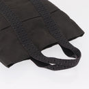 HERMES Her Line Kabas Tote Bag Canvas Gray Silver Auth 164959-6