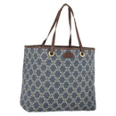 CELINE Paris Macadam Canvas Tote Bag Blue Gold Auth 164960V-1