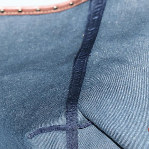 CELINE Paris Macadam Canvas Tote Bag Blue Gold Auth 164960V