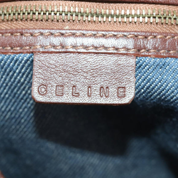 CELINE Paris Macadam Canvas Tote Bag Blue Gold Auth 164960V