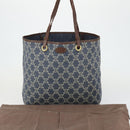 CELINE Paris Macadam Canvas Tote Bag Blue Gold Auth 164960V-23