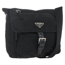 PRADA Shoulder Bag Nylon Black Silver Auth 164965-1