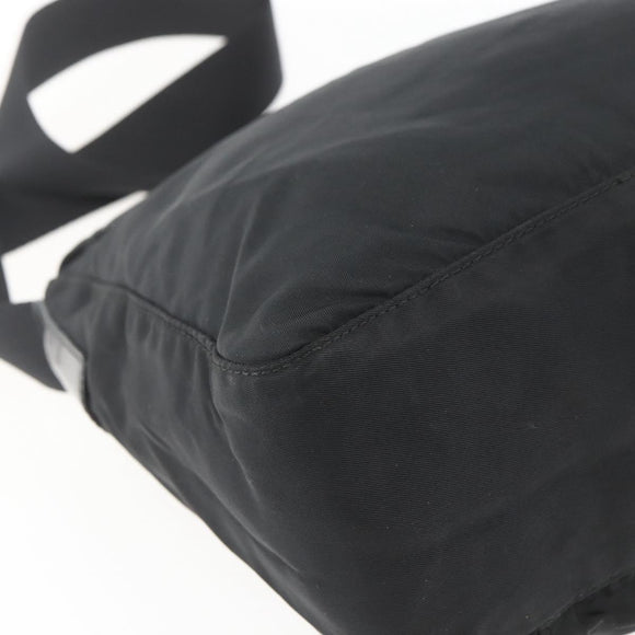 PRADA Shoulder Bag Nylon Black Silver Auth 164965