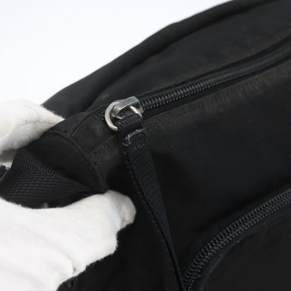 PRADA Shoulder Bag Nylon Black Silver Auth 164965