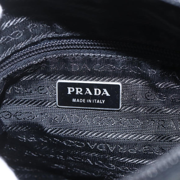 PRADA Shoulder Bag Nylon Black Silver Auth 164965