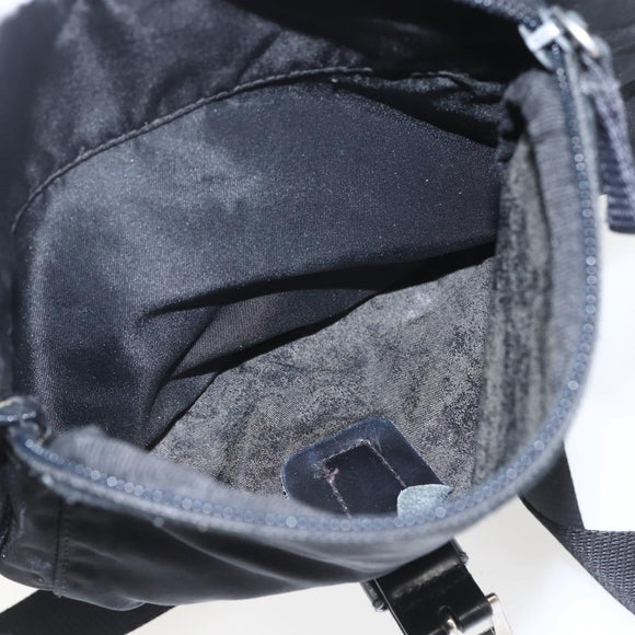 PRADA Shoulder Bag Nylon Black Silver Auth 164965