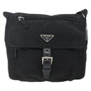 PRADA Shoulder Bag Nylon Black Silver Auth 164965-13