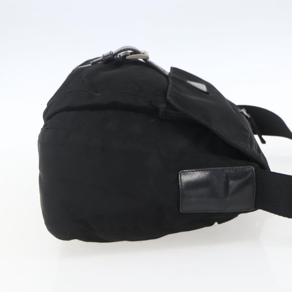 PRADA Shoulder Bag Nylon Black Silver Auth 164965