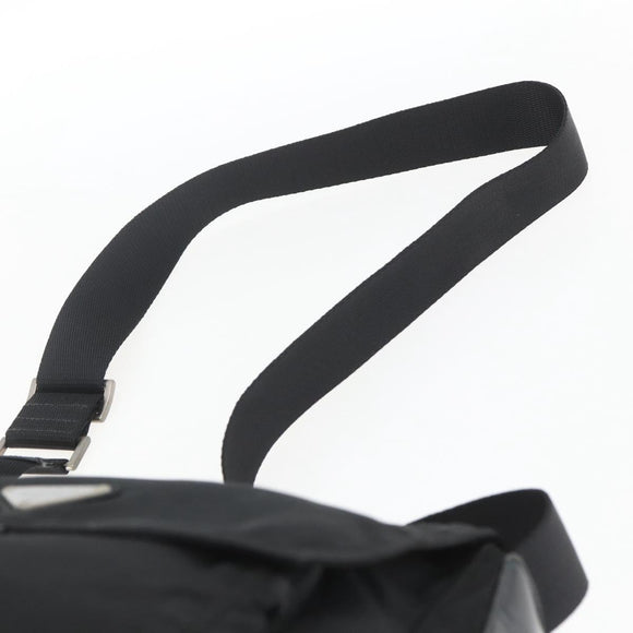 PRADA Shoulder Bag Nylon Black Silver Auth 164965