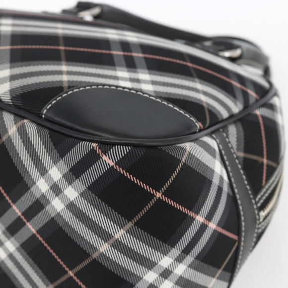 BURBERRY Nova Check Blue Label Hand Bag Nylon Black Silver Auth 164966V