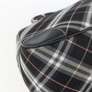 BURBERRY Nova Check Blue Label Hand Bag Nylon Black Silver Auth 164966V-14