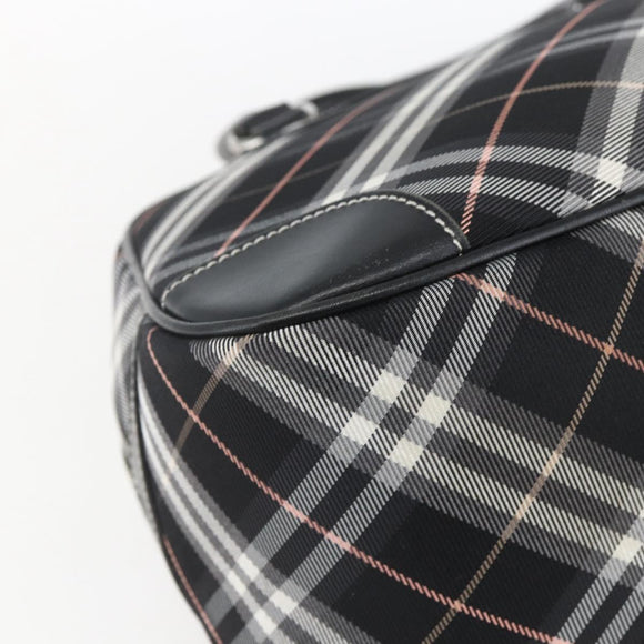 BURBERRY Nova Check Blue Label Hand Bag Nylon Black Silver Auth 164966V