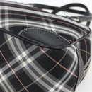 BURBERRY Nova Check Blue Label Hand Bag Nylon Black Silver Auth 164966V-15