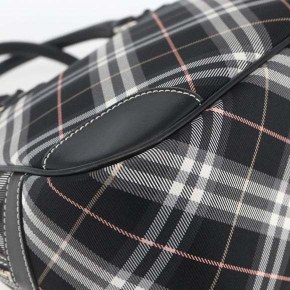 BURBERRY Nova Check Blue Label Hand Bag Nylon Black Silver Auth 164966V