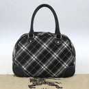 BURBERRY Nova Check Blue Label Hand Bag Nylon Black Silver Auth 164966V-12